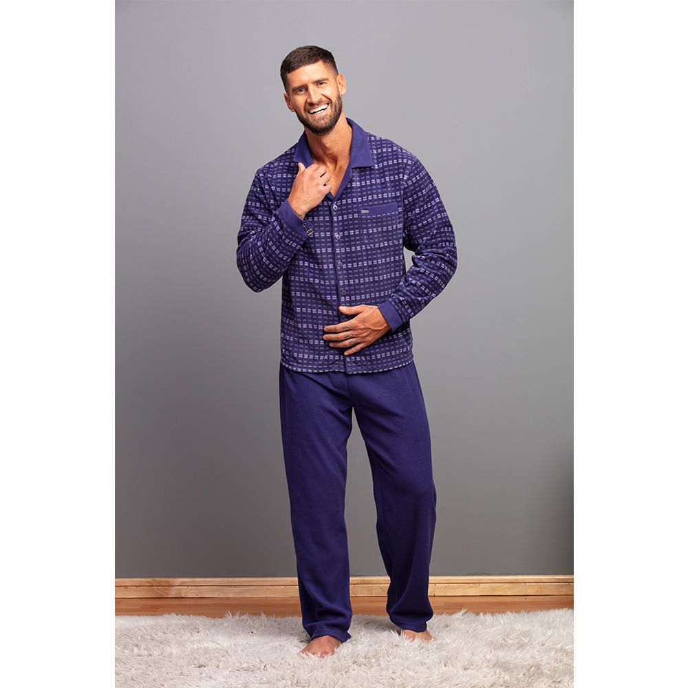 Pijama Alpina Térmico Polar en azul marino con puños