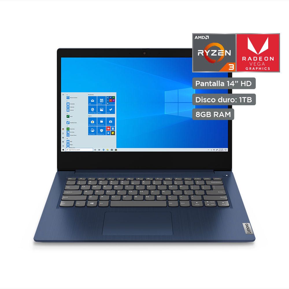 Laptop 14 Lenovo Ideapad 3 Ryzen 3 1tb Hdd 8gb Ram Azul Real Plaza Go