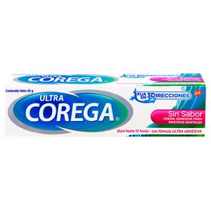 Crema Adhesiva Para Prótesis Dentales Corega Ultra Sin Sabor - Tubo 40 G