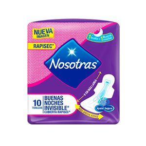 Toalla Higiénica Nosotras Rapisec Buenas Noches Invisible - Bolsa 10 UN