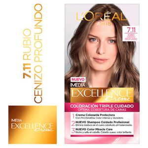 Tinte Cabello Tono 7.11 Rubio Ceniza Profundo Excellence - Kit 1 UN