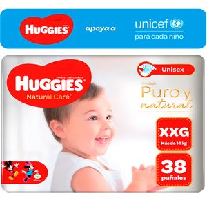 Pañal Huggies Natural Care Unisex Talla XXG - Bolsa 38 UN