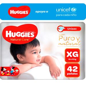Pañal Huggies Natural Care Unisex Talla XG - Bolsa 42 UN