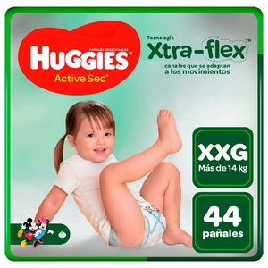 Pañales Huggies Active Sec Xtra Flex Talla XXG - Bolsa 44 UN