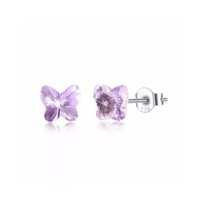 Aretes de Plata para Mujer con Cristal Swarovski en Forma de Mariposa Lila