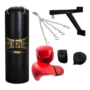 Set Saco de Box Lleno 1.20 m + Guantes + Vendas + Soporte + Cadena