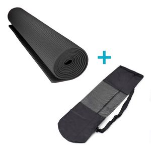 Colchoneta Yoga Mat Pilates Fitness 6 mm + Funda transportadora Negro