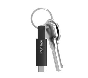 Cargador cable llavero inCharge Pluz conexión USB-C, Lightning y micro USB negro