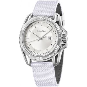 Reloj Calvin Klein Earth K5Y31VK6 Suizo Acero Inoxidable Correa De Nailon Blanco