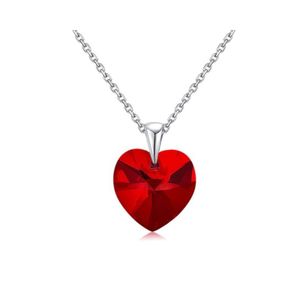 Collar Plateado para Mujer con dije de Cristal Swarovski Corazón - Rojo