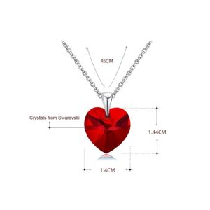 Collar Plateado para Mujer con dije de Cristal Swarovski Corazón - Rojo