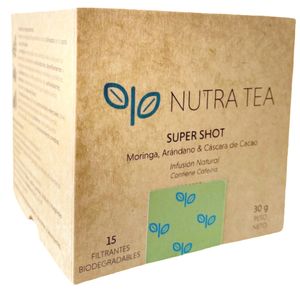 Infusión Natural Nutra Tea Super Shot Moringa Arándano y Cáscara de Cacao