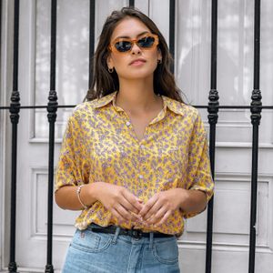 Camisa Chalis Jonas&Aurelio Unisex Amarillo Margaritas Lilas