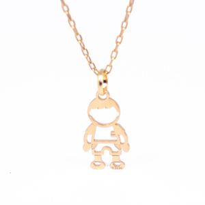 Cadena con Dije de Niño en Silueta Liso en Oro 18 k.