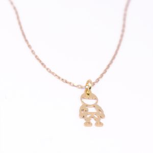 Cadena con Dije de Niño en Silueta Liso en Oro 18 k.