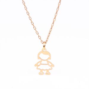 Cadena con Dije de Niña en Silueta Liso en Oro 18 k.