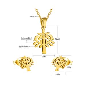 Collar y Aretes Sifrah Shop Set dijes Árbol de la Vida Mujer Dorado