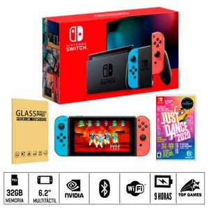 Consola Nintendo Switch Neon + Juego Just Dance 2020 + Glass Protector