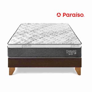 Cama Box Tarima  Europea PARAISO Pocket Star Chocolate Queen + 2 Almohadas + Protector