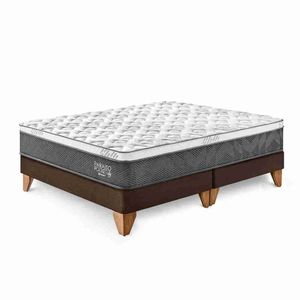 Cama Box Tarima  Europea PARAISO Pocket Star Chocolate Queen + 2 Almohadas + Protector