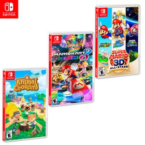 Juegos de Nintendo Swicth Animal Crossing + Mario Kart 8 + Super Mario 3D All Stars