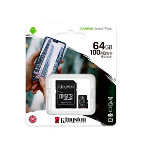 Memoria MicroSD Kingston Canvas Select 64 Gb 100 Mbs con Adaptador