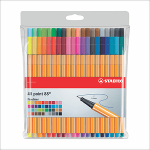 Fine Pen Stabilo Point 88 Estuche x 40 Unidades Incluye Colores Pastel 8840-1