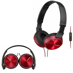 Audífono Sony MDR ZX310AP con Micrófono para Zoom y Skype Plegable Color Rojo