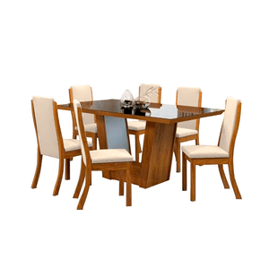 Juego de comedor de 6 sillas Valeria Home Premium Crema