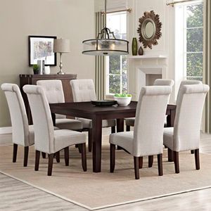 Juego de comedor de 8 sillas Veruska Home Premium Crema