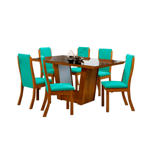 Juego de comedor de 6 sillas Valeria Home Premium Turquesa