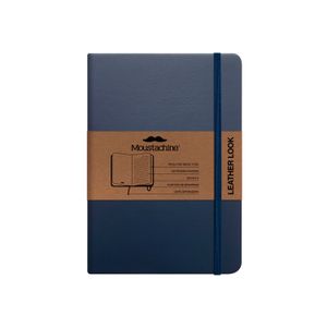 Libreta Moustachine Classic Leather Look Flex Azul Mediano Rayado