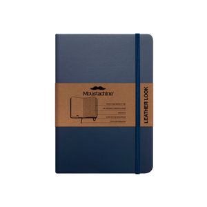 Libreta Moustachine Classic Leather Look Flex Azul Mediano Cuadriculado