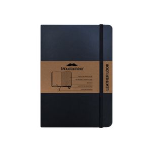 Libreta Moustachine Classic Leather Look Flex Negro Mediano Cuadriculado