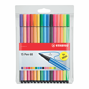 Rotulador Stabilo Pen 68 Estuche Plástico x 15 Unidades  6815-2