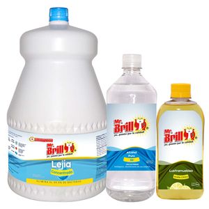 Lejia Mr Brillo 1 Gal + Alcohol Puro 96° 1 L  + Lustramuebles Citrico