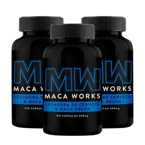 Pack 03 Frascos Levadura de Cerveza & Maca Negra Maca Works 100 Capsulas