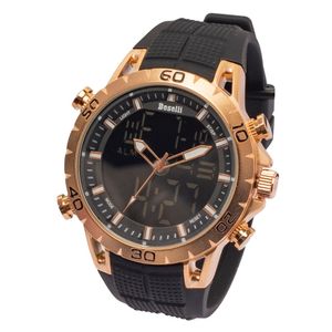 Reloj Boselli B157 Acuático Doble Hora Color Negro con Dorado