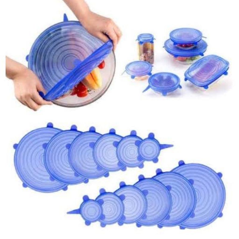 JIGUOOR Tapas elásticas de silicona, paquete de 6 tapas de silicona  reutilizables, fundas de silicona duraderas para almacenamiento de  alimentos para