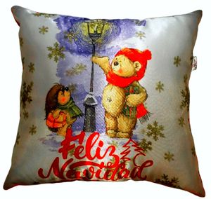 Cojín Navideño Greeta Otto Oso Farol Blanco