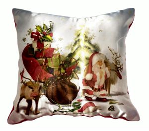 Cojín Navideño Greeta Otto Santa y Regalos Blanco