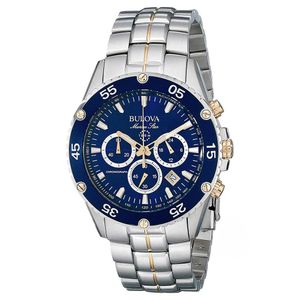 Reloj Bulova Marine Star 98H37 Fecha Cronómetro Acero Inoxidable Plateado Azul