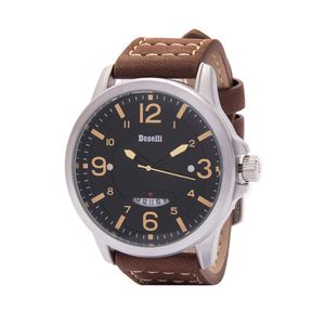 Reloj Boselli B510C Acuático Doble Hora Color Marrón con Negro