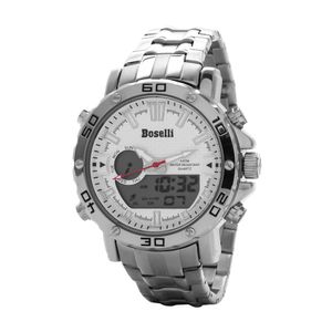 Reloj Boselli B513 Acuático Doble Hora Color Plata con Blanco