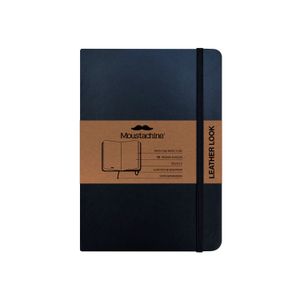 Libreta Moustachine Classic Leather Look Negro Pocket Blanco