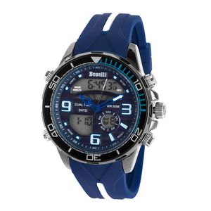 Reloj Boselli B167 Acuático Doble Hora Color Azul