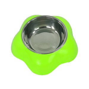 Plato Comedero Belén Acero Inoxidable Base Plástico Desmontable Verde