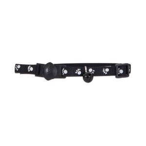Collar para Gatos Petmate Meow Negro con patitas Reflectivas