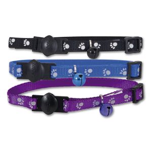 Collar para Gatos Petmate Meow Azul con patitas Reflectivas