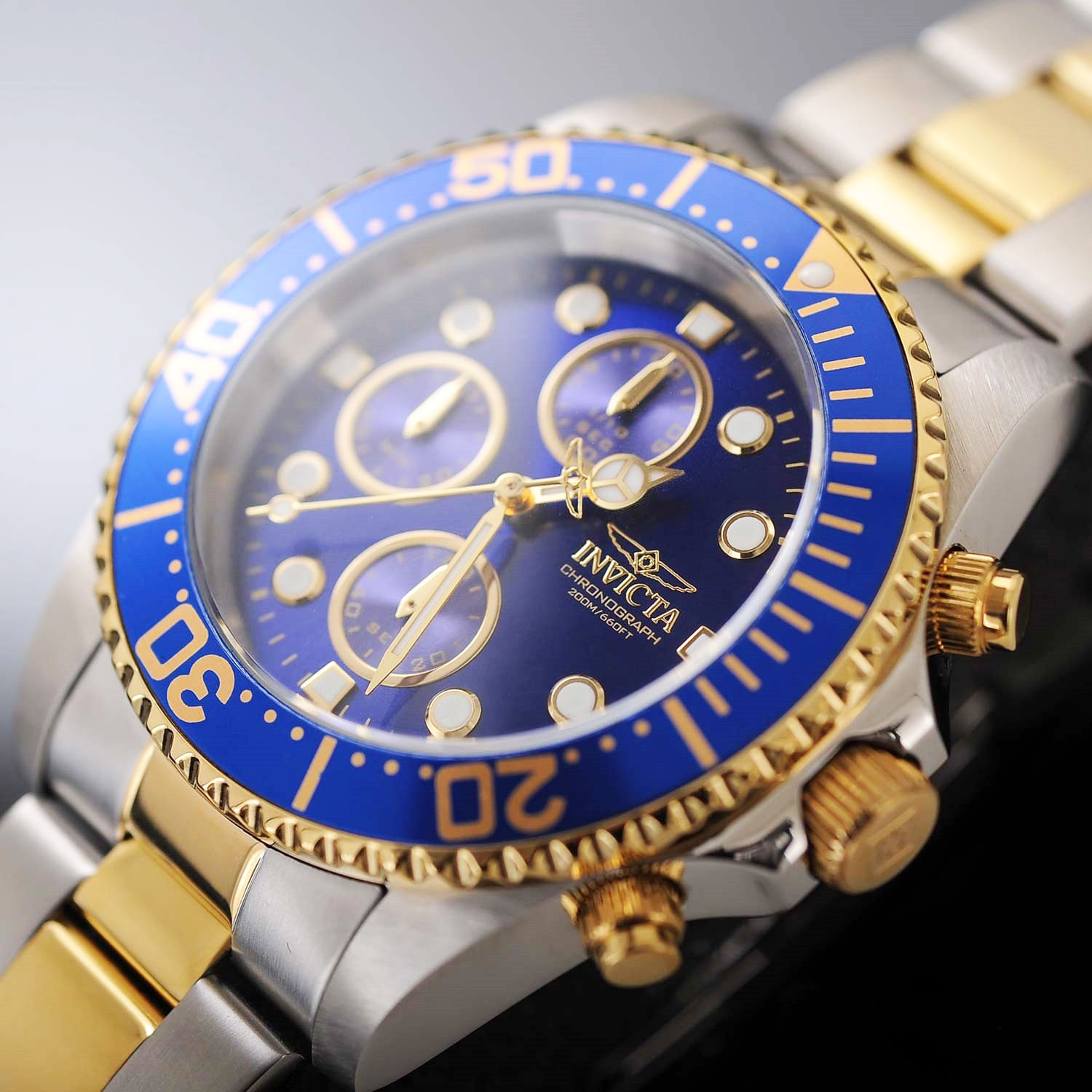 Invicta Pro Driver 1773 reloj de acero inoxidable enchapado en oro ionizado  de 18 K para hombre